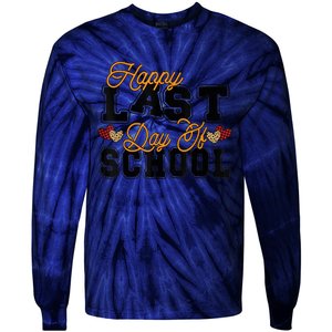 Happy Last Day Of School Teacher Student Graduation Heart Tie-Dye Long Sleeve Shirt