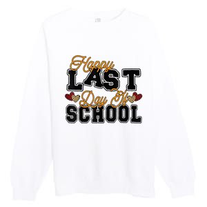 Happy Last Day Of School Teacher Student Graduation Heart Premium Crewneck Sweatshirt