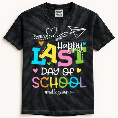 Happy Last Day Of School Hello Summer Students And Teachers Kids Tie-Dye T-Shirt