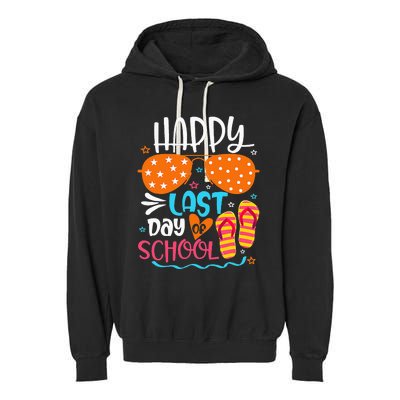 Happy Last Day of School Teacher Student Hello Summer Garment-Dyed Fleece Hoodie