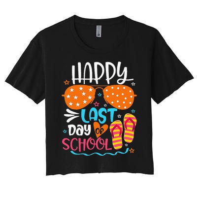 Happy Last Day of School Teacher Student Hello Summer Women's Crop Top Tee