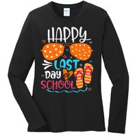 Happy Last Day of School Teacher Student Hello Summer Ladies Long Sleeve Shirt