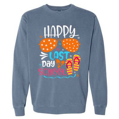 Happy Last Day of School Teacher Student Hello Summer Garment-Dyed Sweatshirt