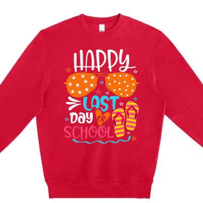 Happy Last Day of School Teacher Student Hello Summer Premium Crewneck Sweatshirt