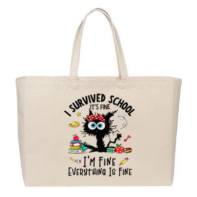 Happy Last Day Of School Its Fine IM Fine Fuuny Cotton Canvas Jumbo Tote