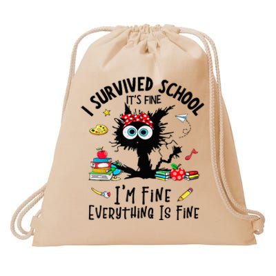 Happy Last Day Of School Its Fine IM Fine Fuuny Drawstring Bag