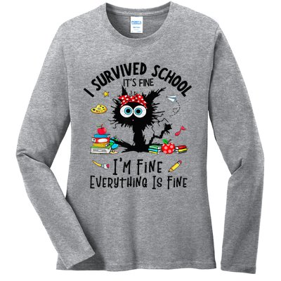 Happy Last Day Of School Its Fine IM Fine Fuuny Ladies Long Sleeve Shirt