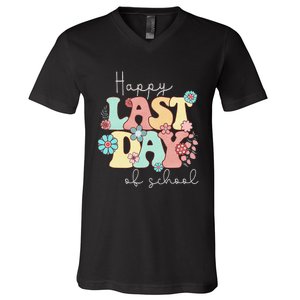 Happy Last Day of School Teacher Student Graduation V-Neck T-Shirt