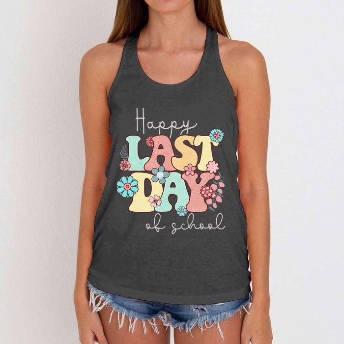 Happy Last Day of School Teacher Student Graduation Women's Knotted Racerback Tank