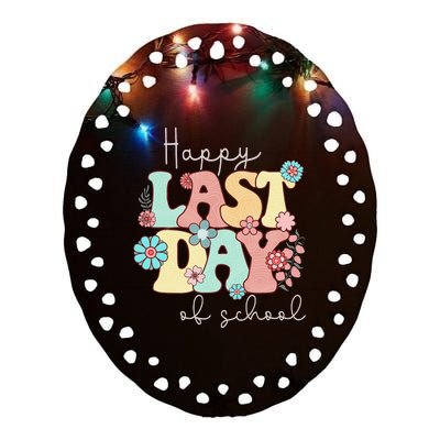 Happy Last Day of School Teacher Student Graduation Ceramic Oval Ornament