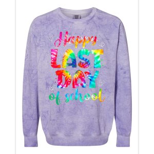 Happy Last Day Of School Tie Dye Students And Teachers Colorblast Crewneck Sweatshirt