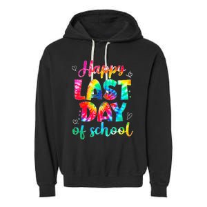 Happy Last Day Of School Tie Dye Students And Teachers Garment-Dyed Fleece Hoodie