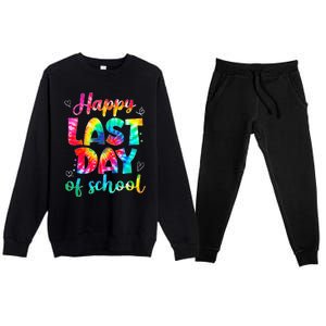 Happy Last Day Of School Tie Dye Students And Teachers Premium Crewneck Sweatsuit Set