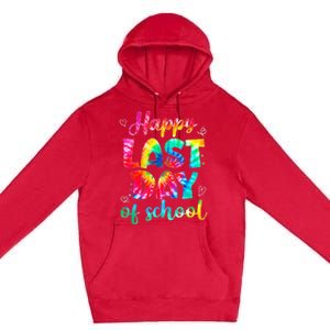 Happy Last Day Of School Tie Dye Students And Teachers Premium Pullover Hoodie