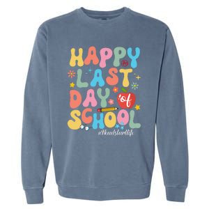 Happy Last Days Of School Headstart Retro Groovy Last Day Garment-Dyed Sweatshirt