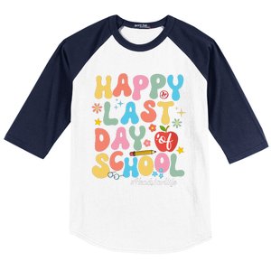 Happy Last Days Of School Headstart Retro Groovy Last Day Baseball Sleeve Shirt