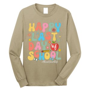 Happy Last Days Of School Headstart Retro Groovy Last Day Long Sleeve Shirt