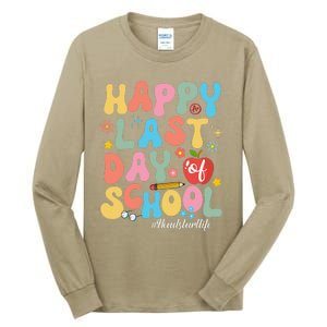 Happy Last Days Of School Headstart Retro Groovy Last Day Tall Long Sleeve T-Shirt