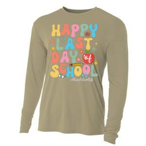 Happy Last Days Of School Headstart Retro Groovy Last Day Cooling Performance Long Sleeve Crew