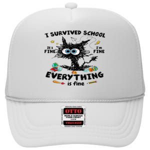 Happy Last Day Of School Teacher Student Graduation High Crown Mesh Back Trucker Hat