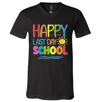 Happy Last Day Of School Teacher Student Graduation Summer V-Neck T-Shirt