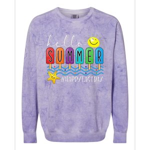 Happy Last Day of School Teachers Student Hello Summer Vibes Colorblast Crewneck Sweatshirt