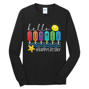 Happy Last Day of School Teachers Student Hello Summer Vibes Tall Long Sleeve T-Shirt