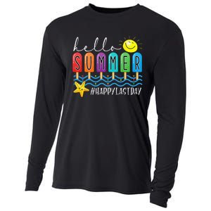 Happy Last Day of School Teachers Student Hello Summer Vibes Cooling Performance Long Sleeve Crew