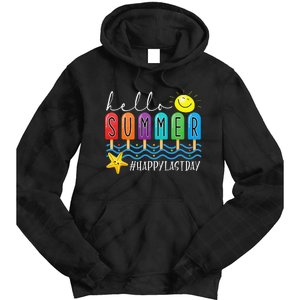 Happy Last Day of School Teachers Student Hello Summer Vibes Tie Dye Hoodie