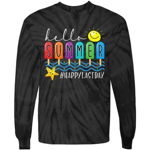 Happy Last Day of School Teachers Student Hello Summer Vibes Tie-Dye Long Sleeve Shirt