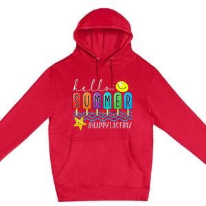 Happy Last Day of School Teachers Student Hello Summer Vibes Premium Pullover Hoodie