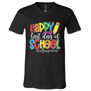 Happy Last Day Of School Teacher Kids Graduation Last Day V-Neck T-Shirt