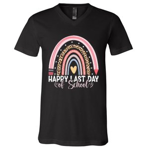 Happy Last Day Of School Hello Summer Teacher Student V-Neck T-Shirt