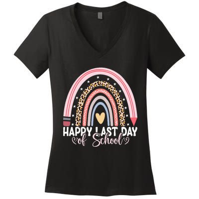 Happy Last Day Of School Hello Summer Teacher Student Women's V-Neck T-Shirt