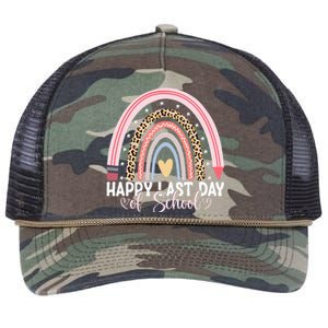 Happy Last Day Of School Hello Summer Teacher Student Retro Rope Trucker Hat Cap