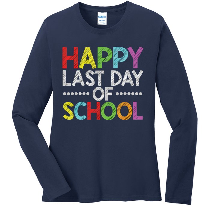 Happy Last Day Of School Funny Teacher And Student Summer Ladies Long Sleeve Shirt