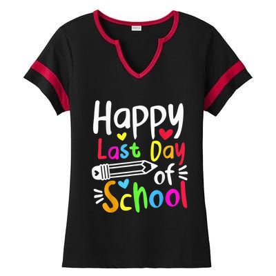 Happy Last Day Of School Students Wo Funny Summer Beak Ladies Halftime Notch Neck Tee