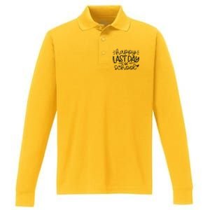 Happy Last Day Of School Teacher Student Graduation Performance Long Sleeve Polo