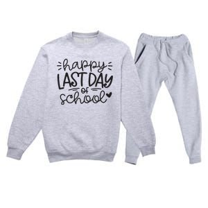 Happy Last Day Of School Teacher Student Graduation Premium Crewneck Sweatsuit Set