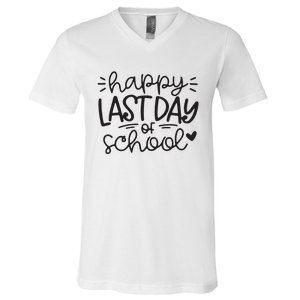 Happy Last Day Of School Teacher Student Graduation V-Neck T-Shirt