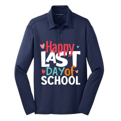 Happy Last Day Of School Teacher Student Graduation Silk Touch Performance Long Sleeve Polo