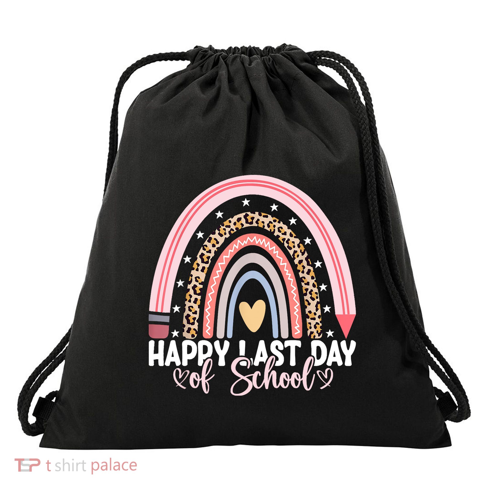 Happy Last Day Of School Hello Summer Teacher Student Drawstring Bag