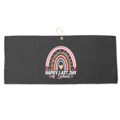 Happy Last Day Of School Hello Summer Teacher Student Large Microfiber Waffle Golf Towel