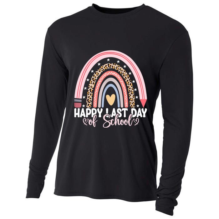 Happy Last Day Of School Hello Summer Teacher Student Cooling Performance Long Sleeve Crew