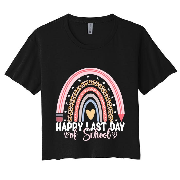 Happy Last Day Of School Hello Summer Teacher Student Women's Crop Top Tee