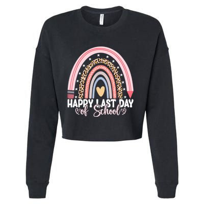 Happy Last Day Of School Hello Summer Teacher Student Cropped Pullover Crew