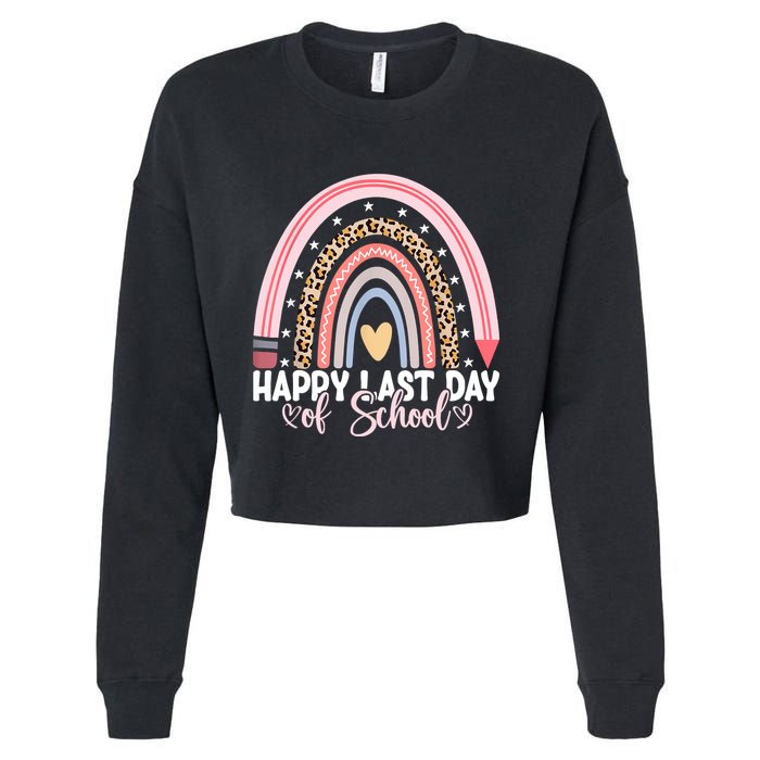 Happy Last Day Of School Hello Summer Teacher Student Cropped Pullover Crew