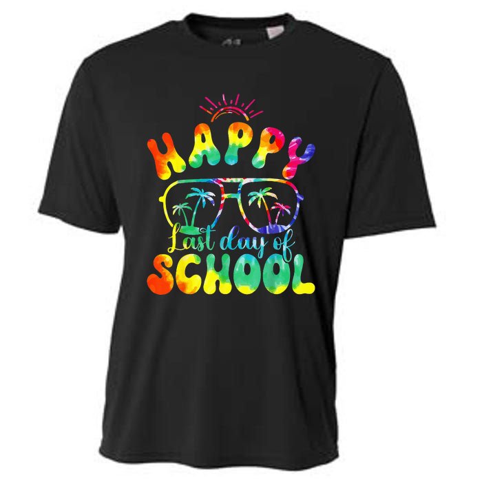 Happy Last Day of School Hello Summer Tie Dye Teacher Cooling Performance Crew T-Shirt