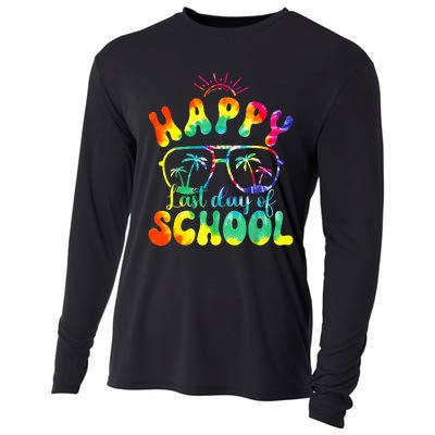 Happy Last Day of School Hello Summer Tie Dye Teacher Cooling Performance Long Sleeve Crew