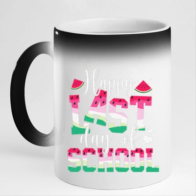 Happy Last Day Of School Watermelon Teachers Students Summer 11oz Black Color Changing Mug